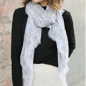 Gray & White Lightweight Elephant Boho Scarf